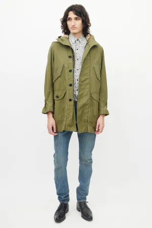 Green Cargo Faux Shearling Hooded Parka