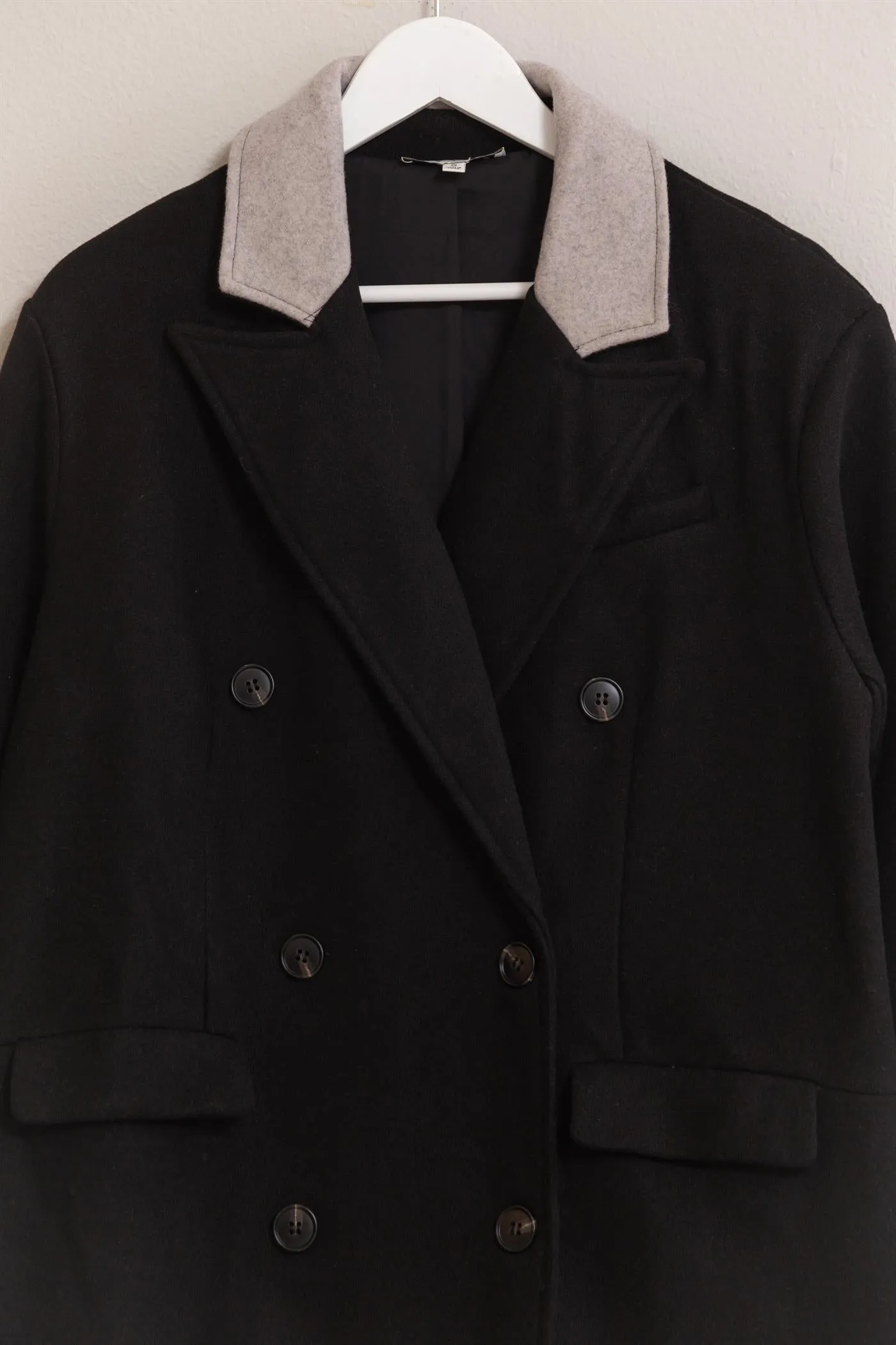 HF25C035-Brushed Twill Double-Breasted Coat