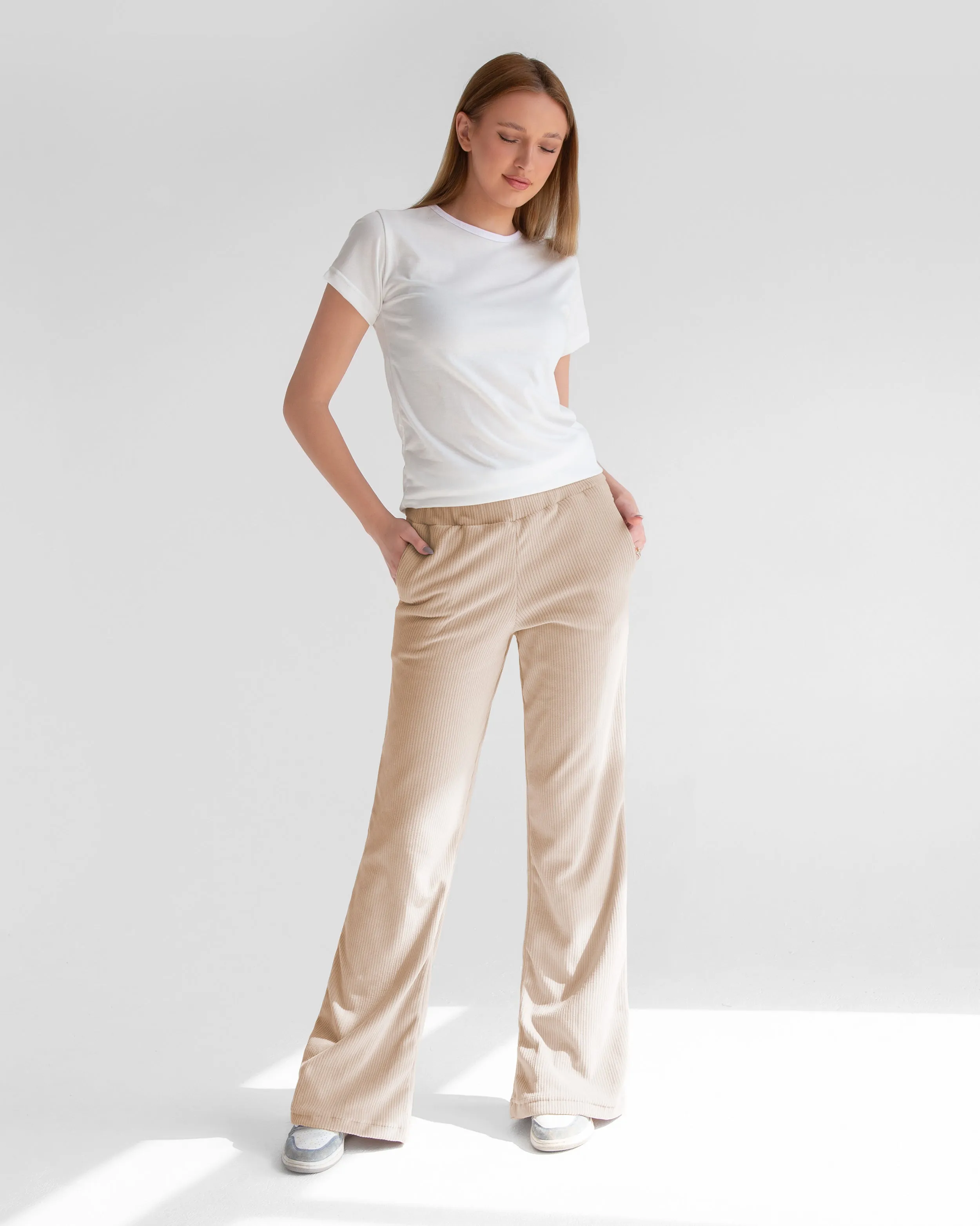 High Waist Wide Leg Corduroy Pants