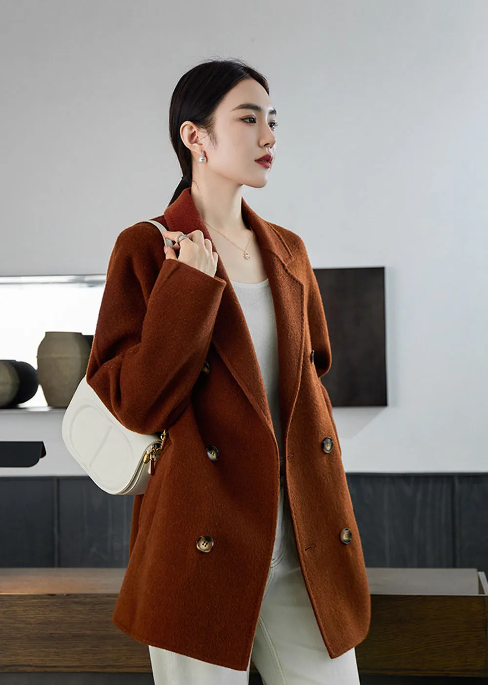 Holly Front Button Double Face Wool Blazer