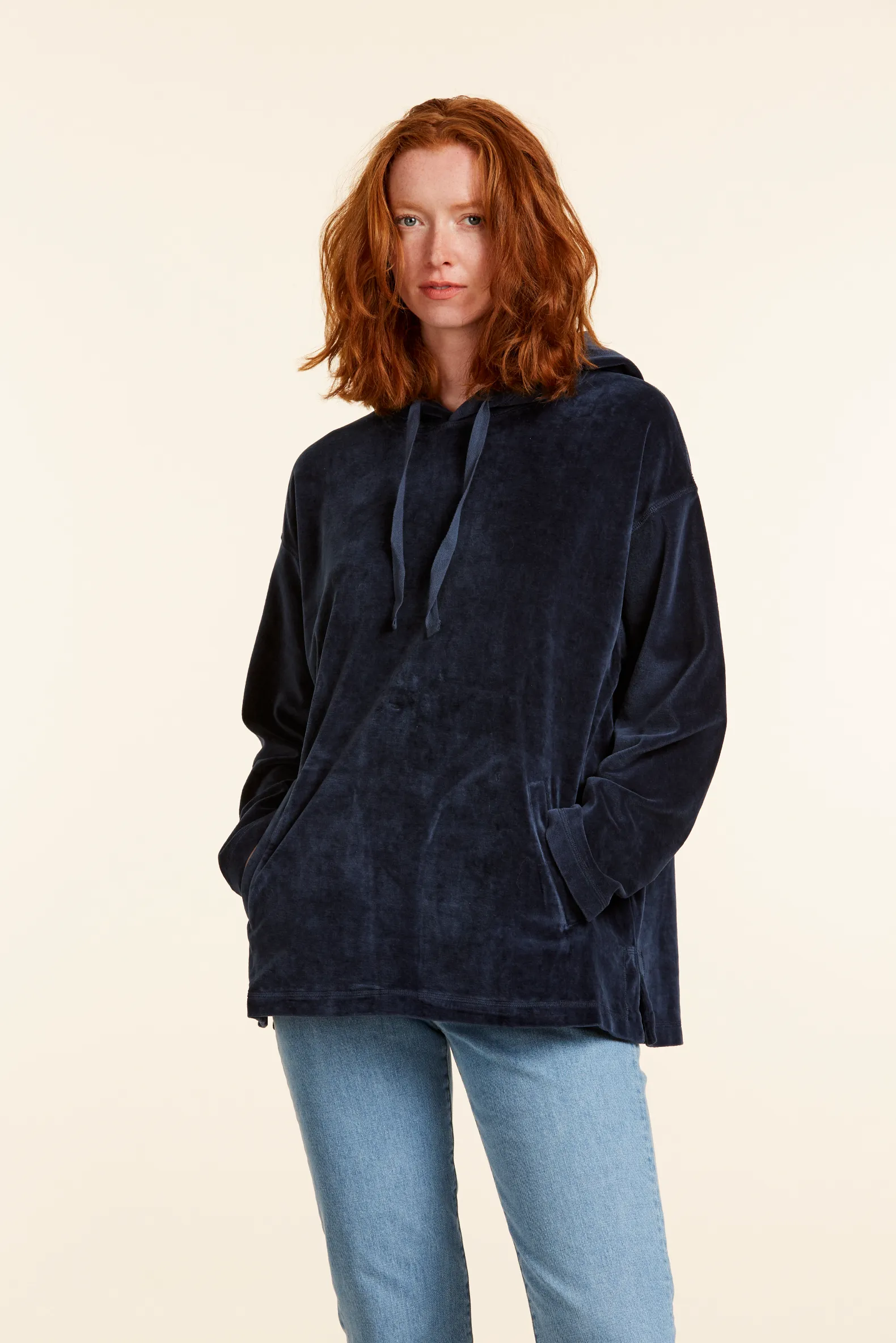 hoodie - velvet - navy