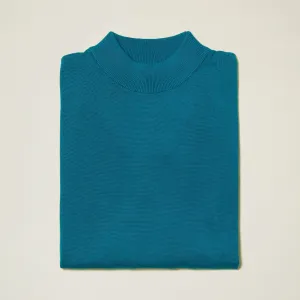 Inserch Cotton Blend Mock Neck Sweater Ocean Blue 4308-00132