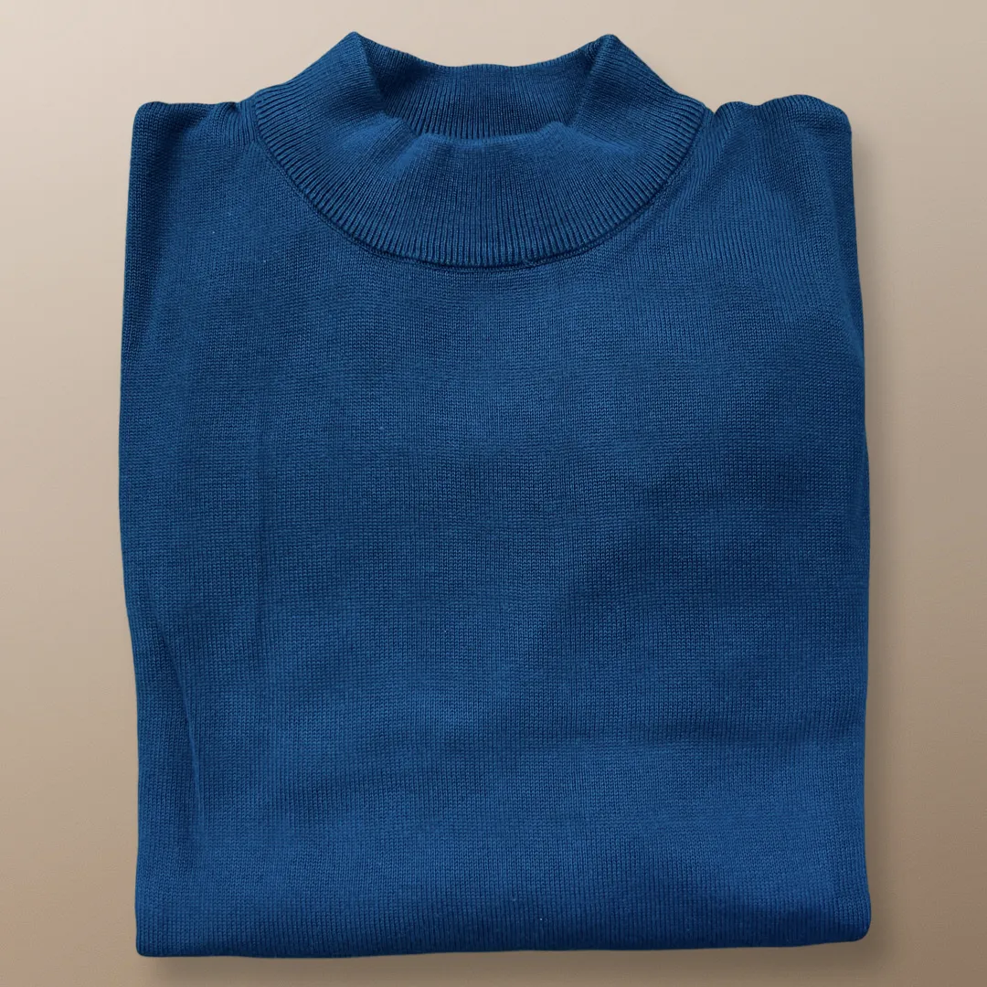 Inserch Cotton Blend Mock Neck Sweater True Blue 4308-00101