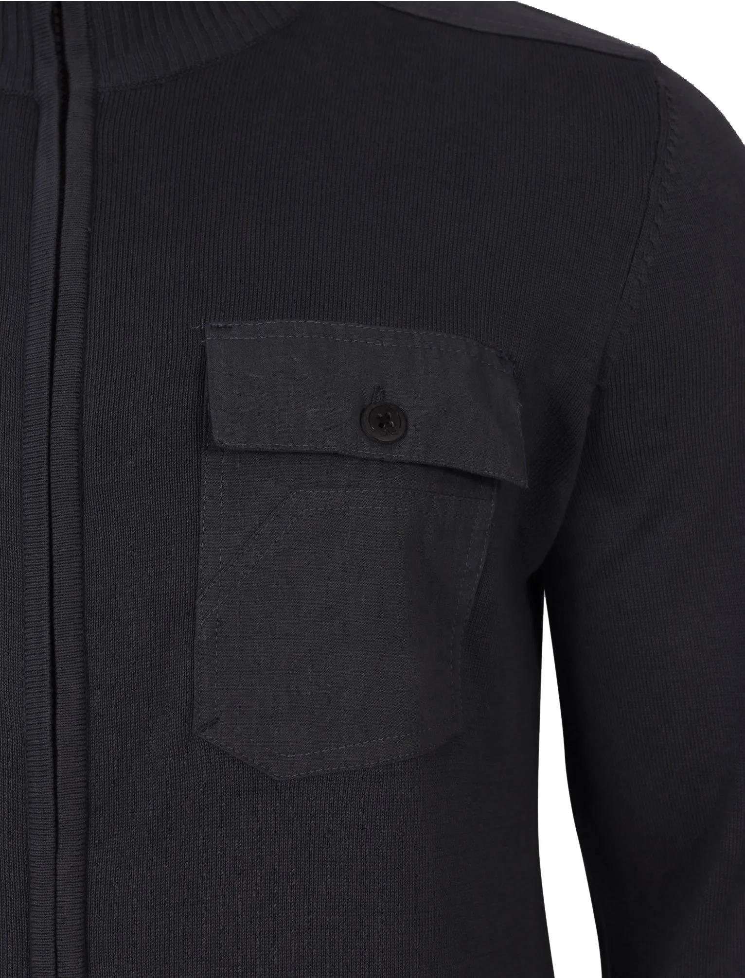 Jeff Zip Through Knitted Cardigan in Dark Navy - Dissident