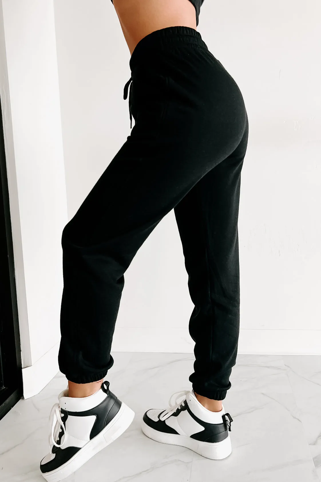 Just Playing Around Zip-Up Hoodie & Joggers Set (Black)