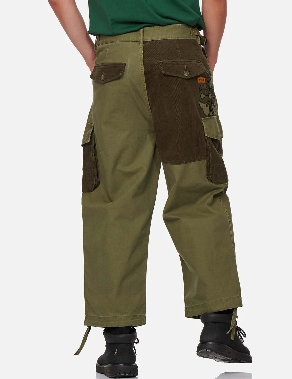 Kamon Appliqué Fabric Blocking Cargo Pants