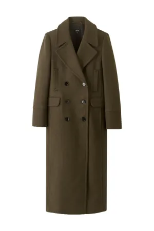 Khaki Melange Wool Longline Coat