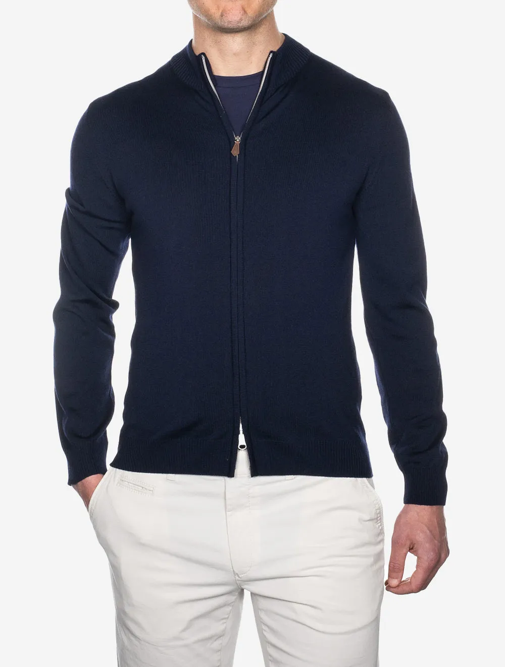 Knitted Fullzip Merino Wool Cardigan Navy