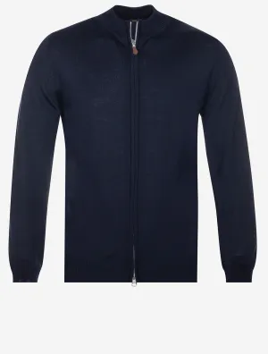 Knitted Fullzip Merino Wool Cardigan Navy