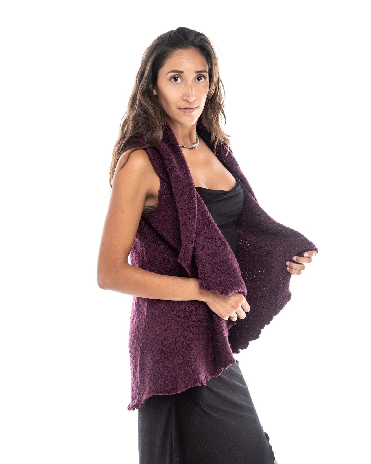 Knitted Open Front Circle Vest