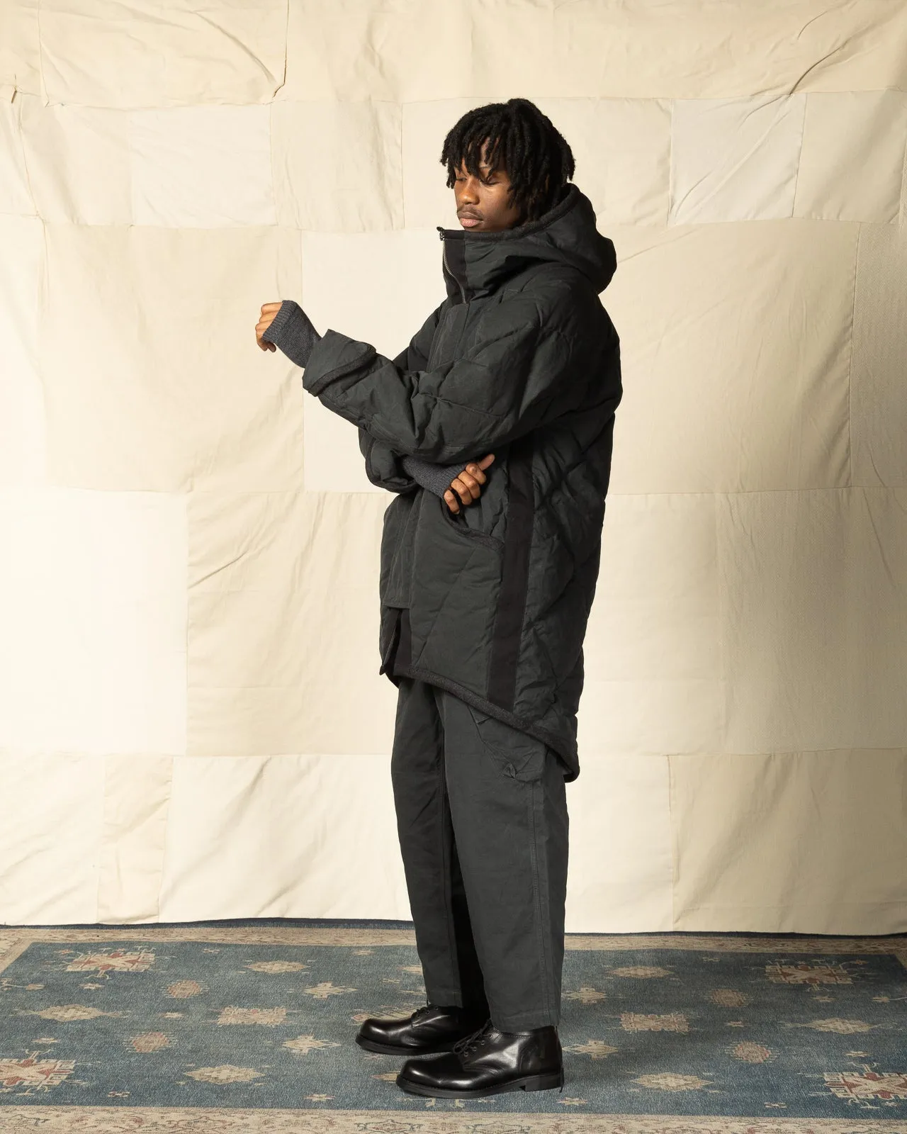 Lander Down Coat - Charcoal Halley Stevenson "Military Finish" Waxed Cotton