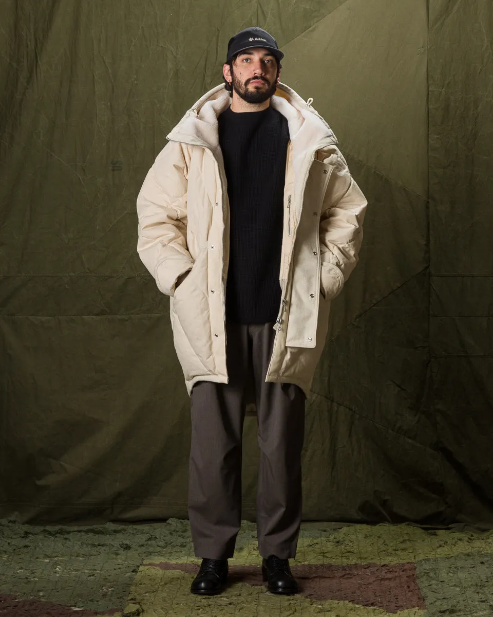 Lander Down Coat - Natural Halley Stevenson "Military Finish" Waxed Cotton