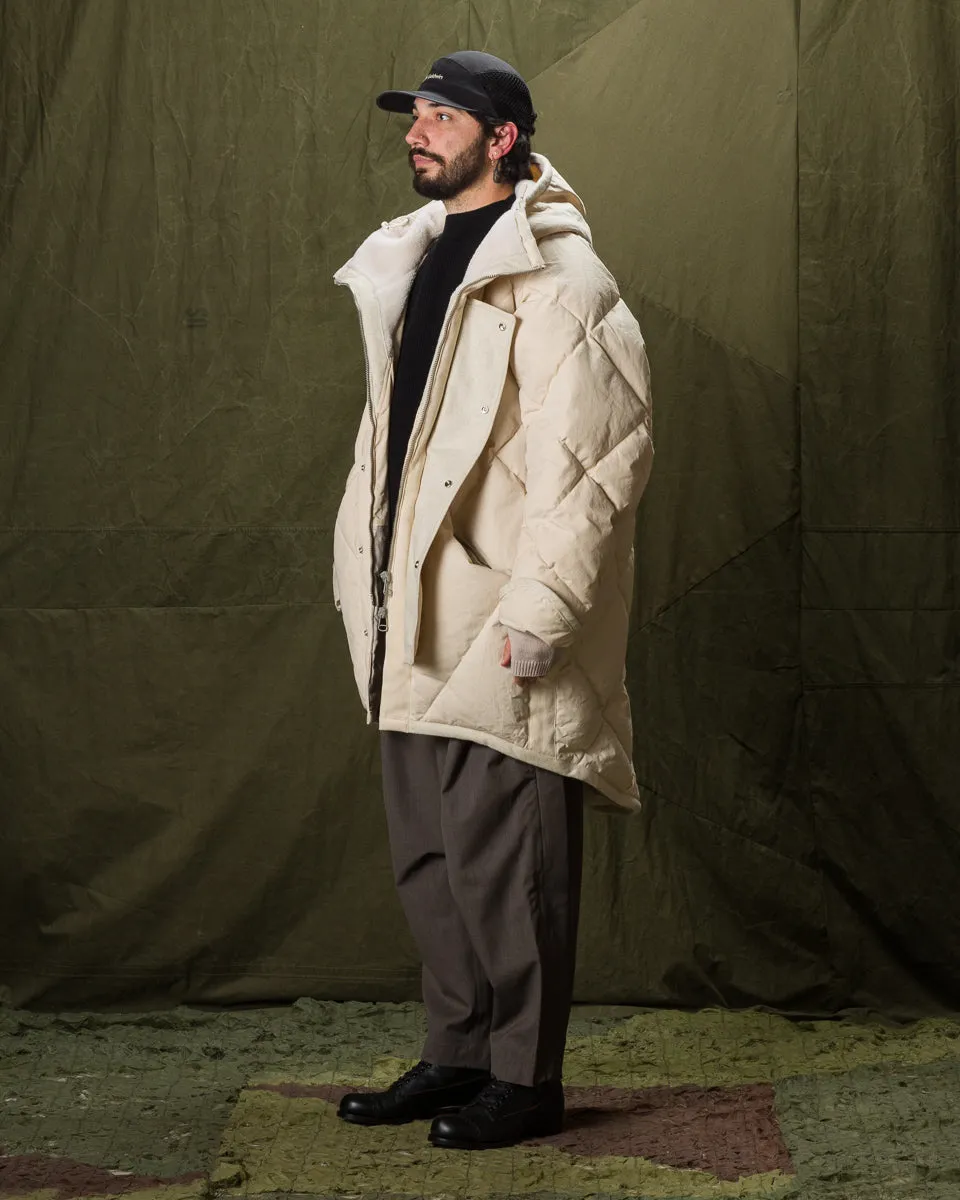 Lander Down Coat - Natural Halley Stevenson "Military Finish" Waxed Cotton