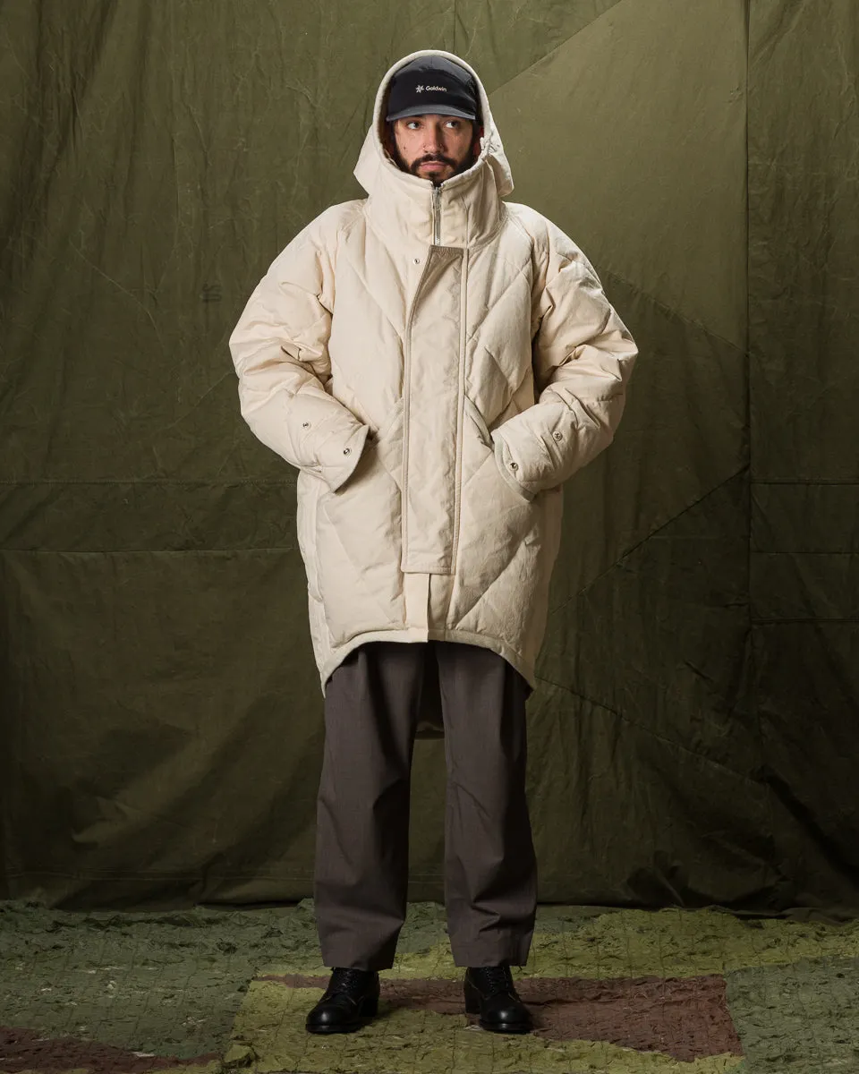 Lander Down Coat - Natural Halley Stevenson "Military Finish" Waxed Cotton