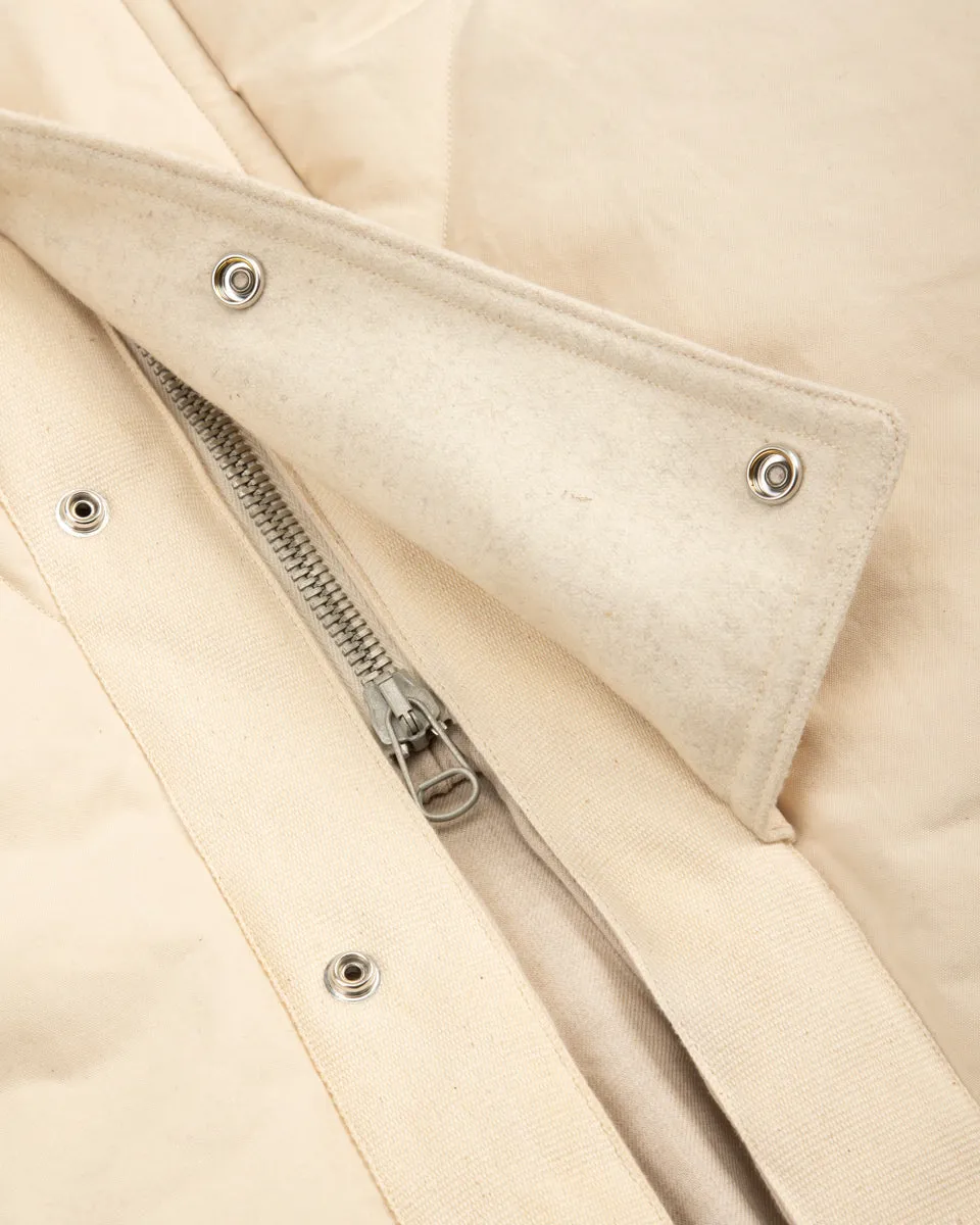 Lander Down Coat - Natural Halley Stevenson "Military Finish" Waxed Cotton