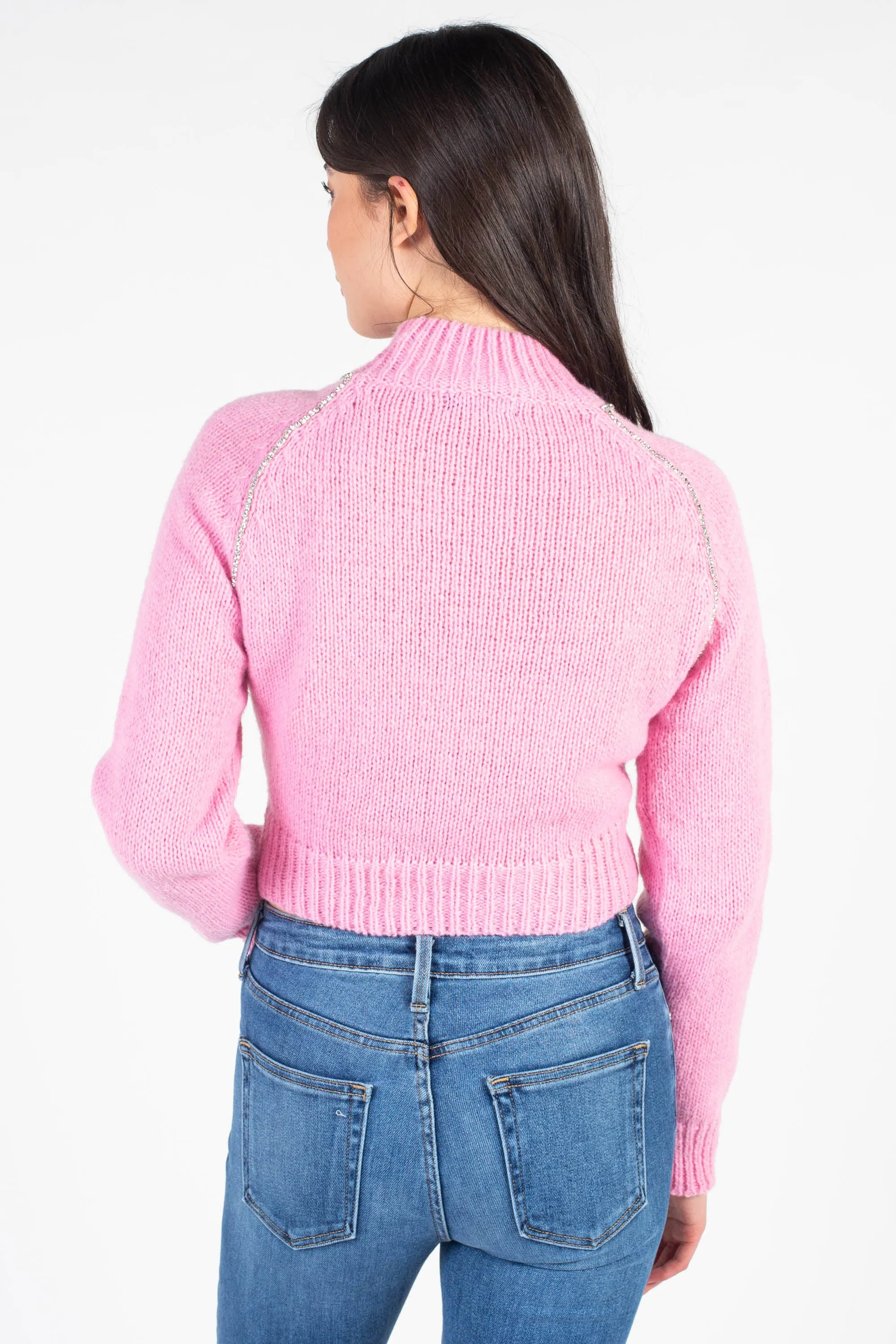 Liza Rhinestone Cable Knit Sweater