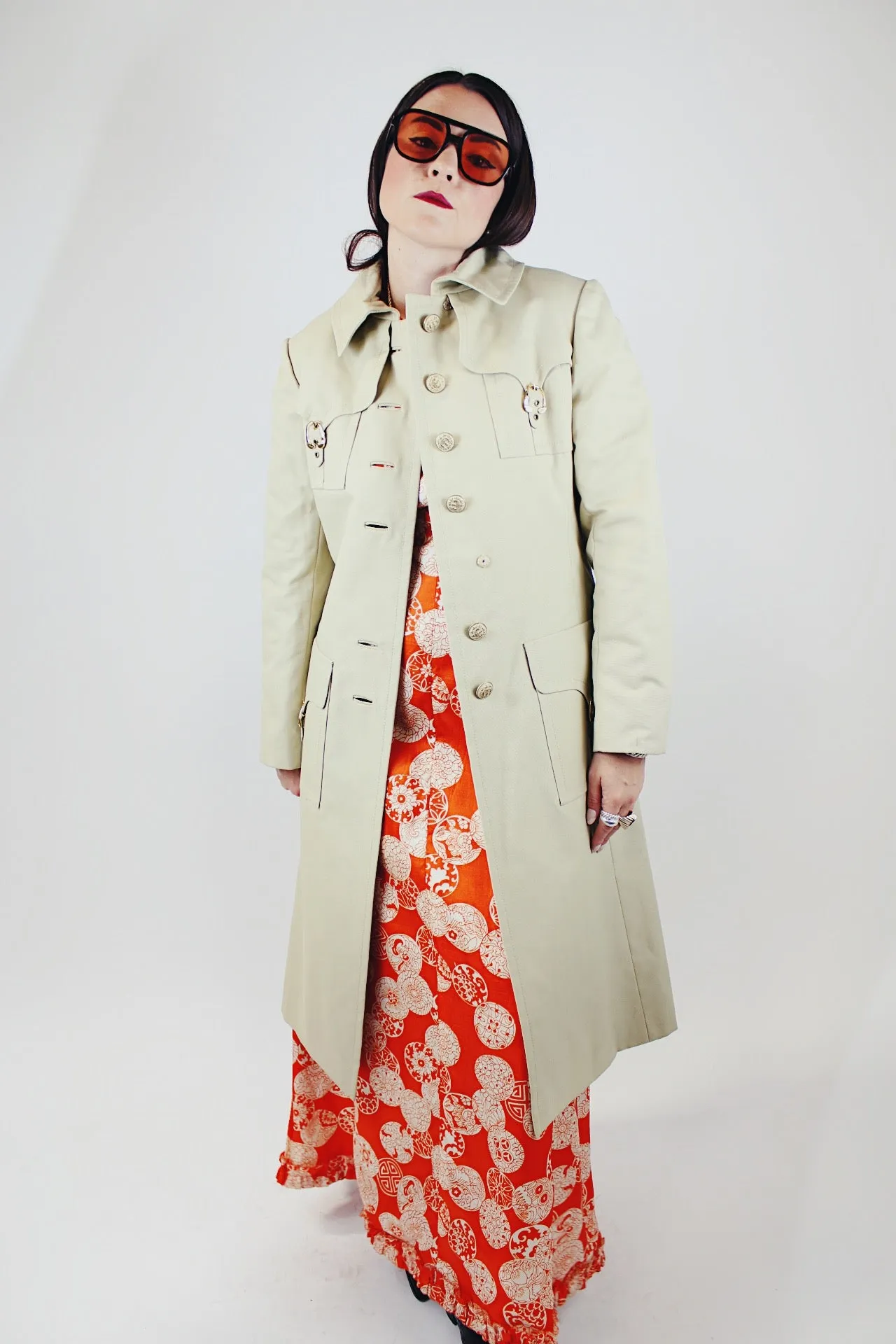 Long Beige Trench Coat