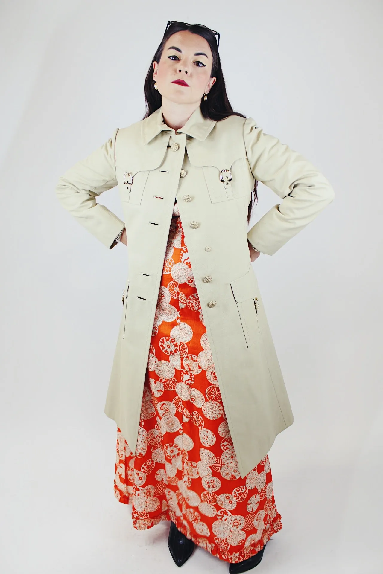 Long Beige Trench Coat