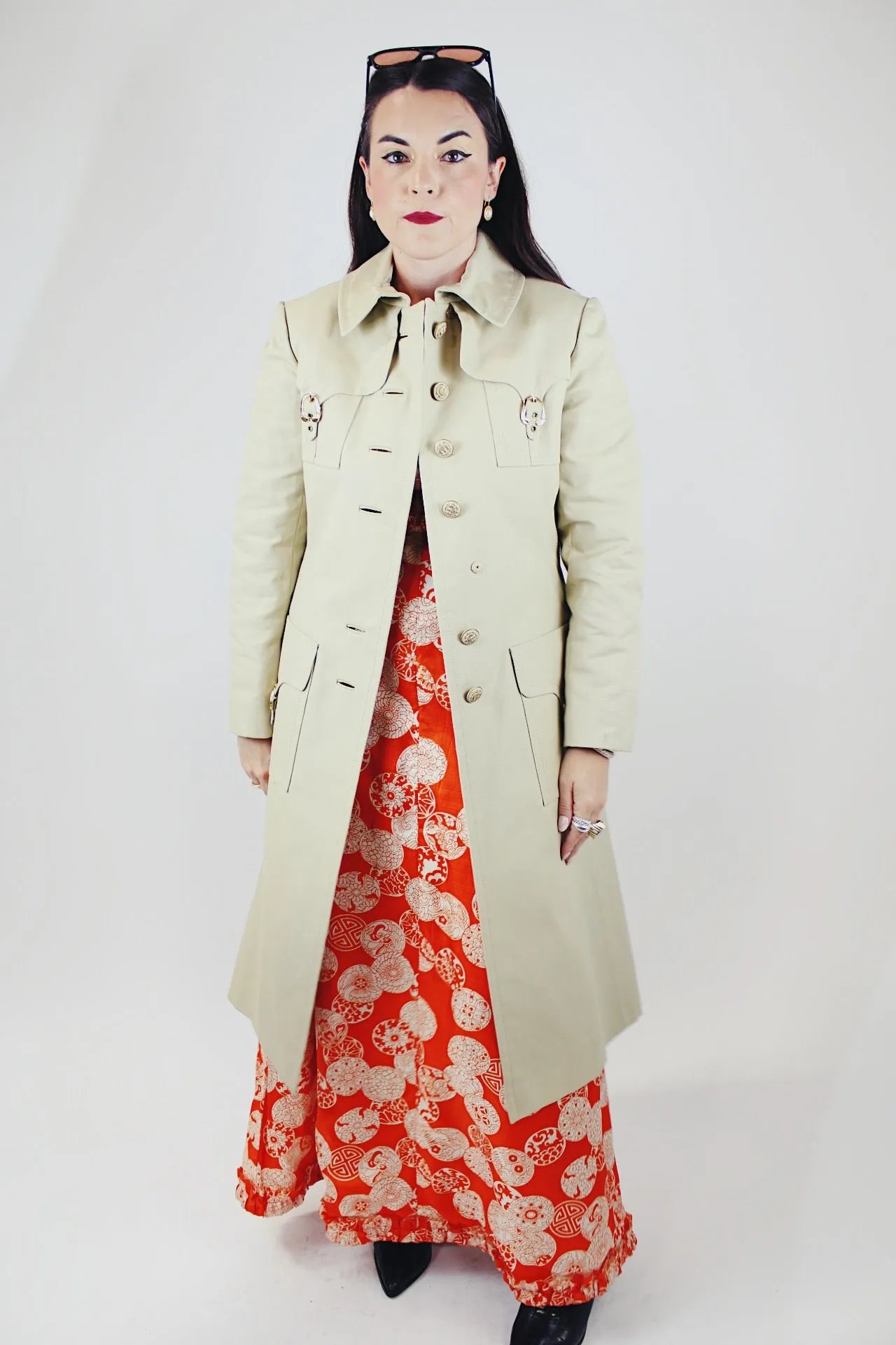 Long Beige Trench Coat