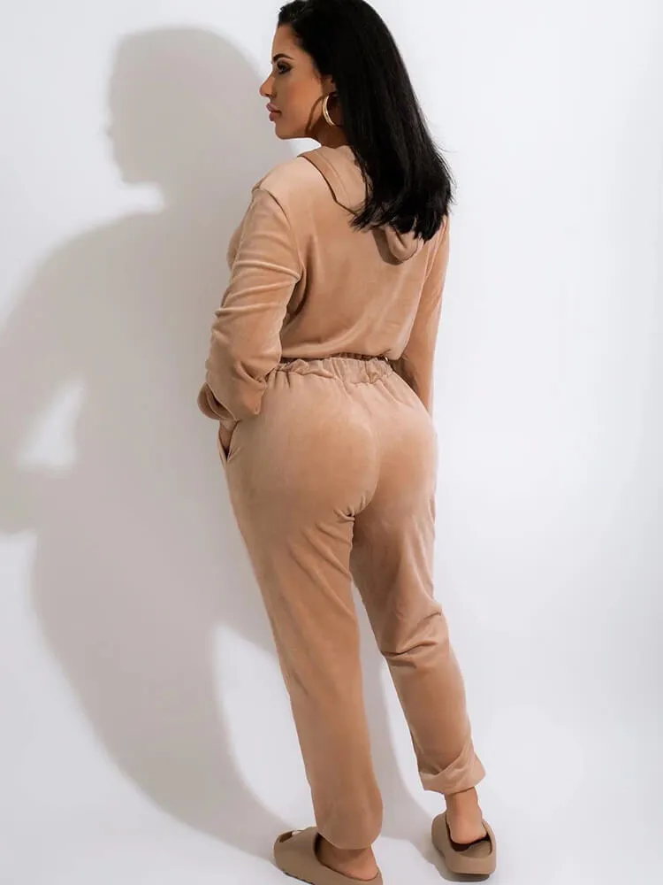 Long Sleeve Drawstring Waist Long Pants Jumpsuits