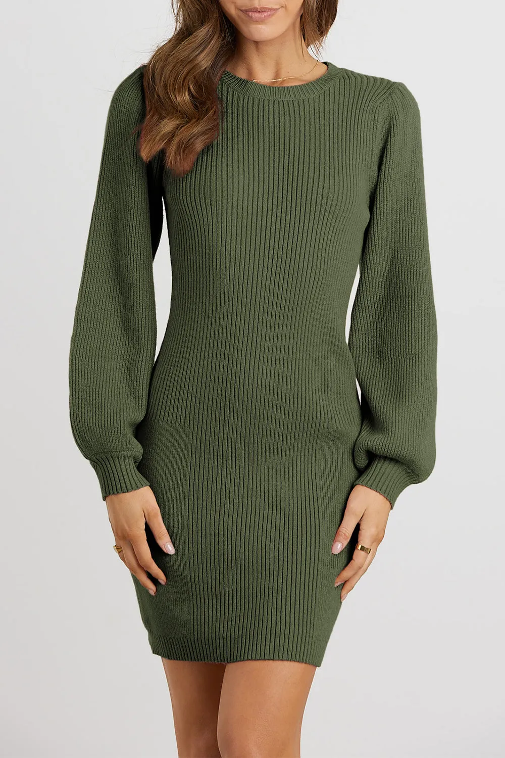 Long Sleeve Knitted Bodycon Mini Dress