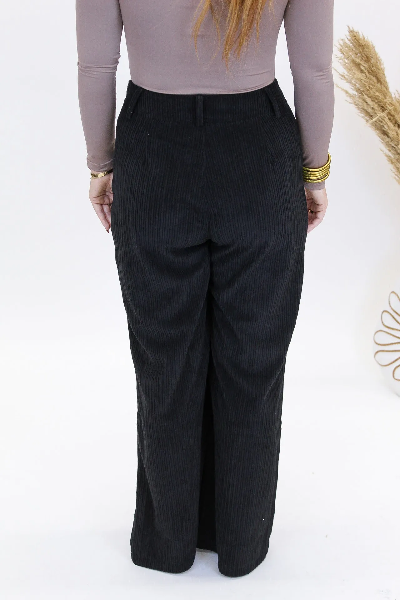 Loyalty Corduroy Wide Leg Pants- Black