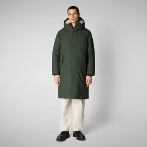 Man's hooded parka Killian in land green