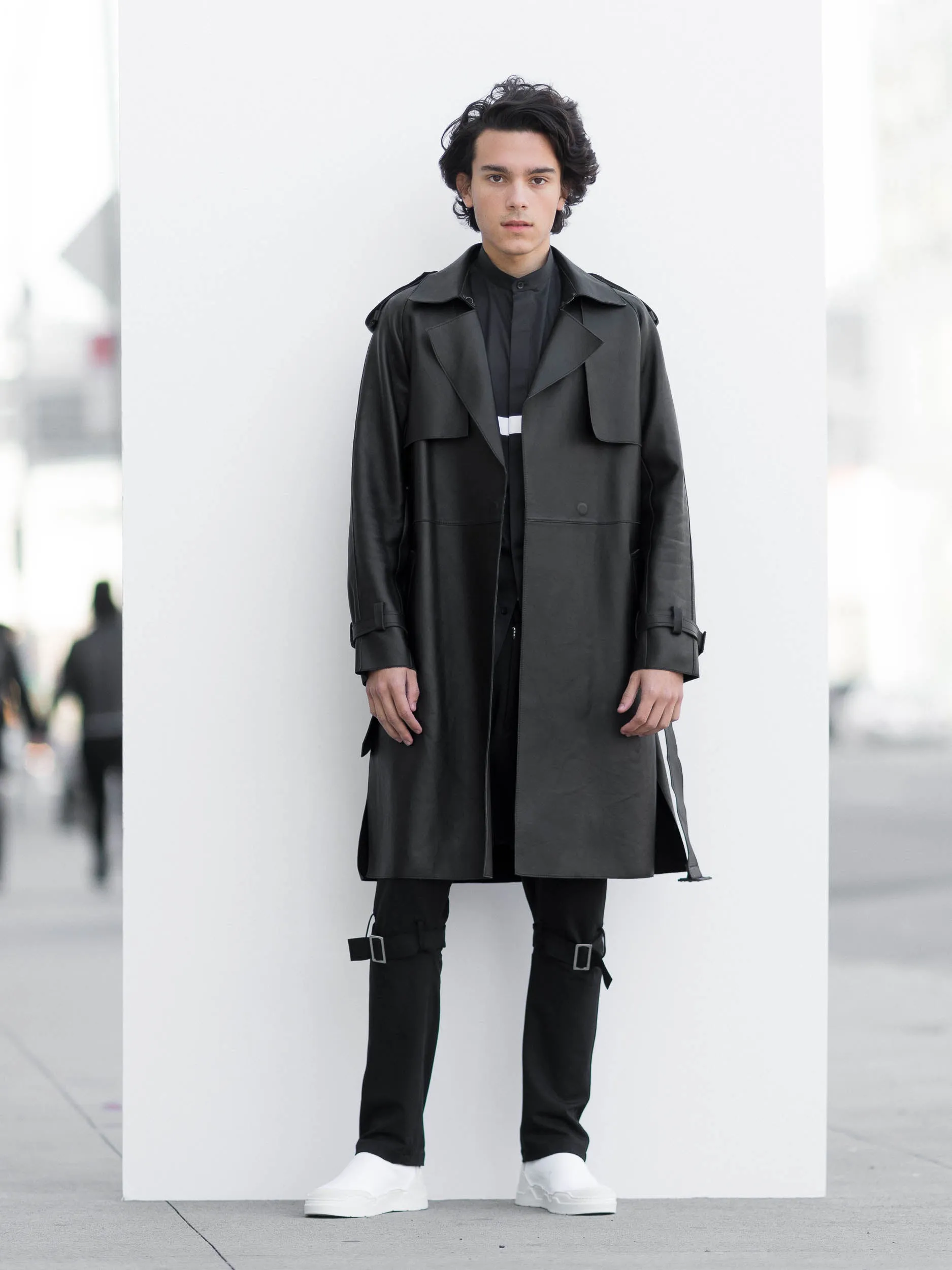 Matrix Black Leather Trench Coat