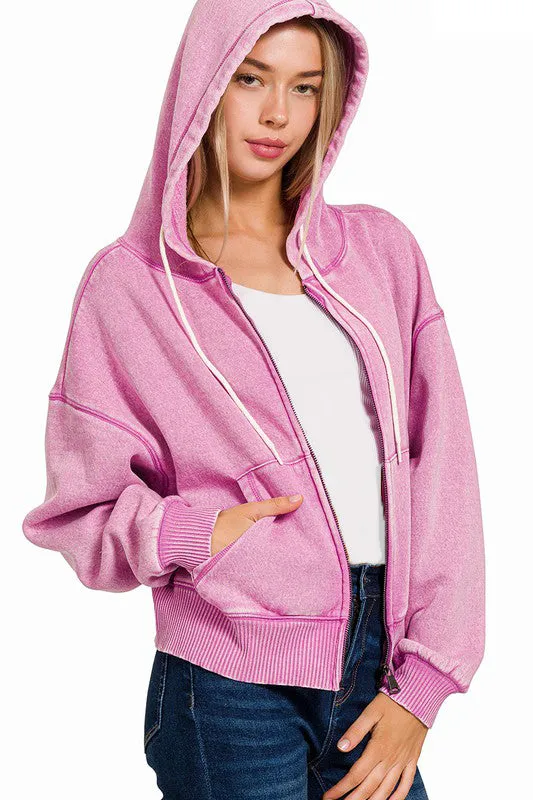 Mineral Fleece Lined Hooded Zip Ups - 3 Colors!