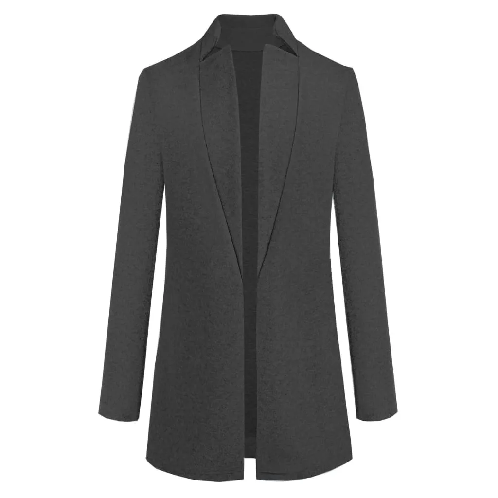 Notch Neck Open Longline Wool-Mix Coat