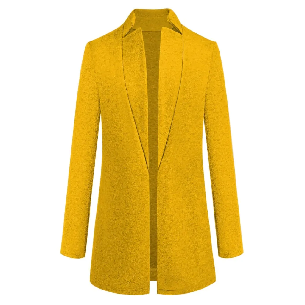 Notch Neck Open Longline Wool-Mix Coat