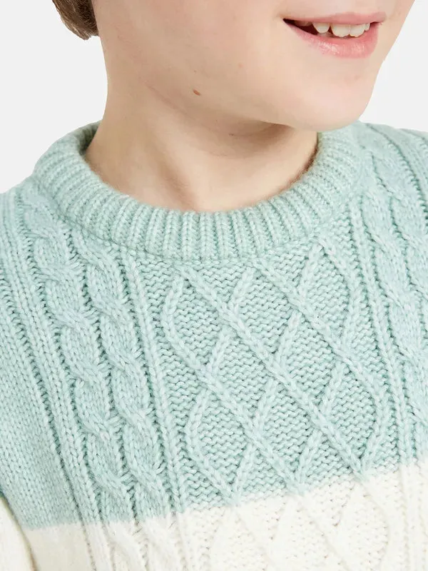 Octave Boys Blue White Cable Knit Pullover