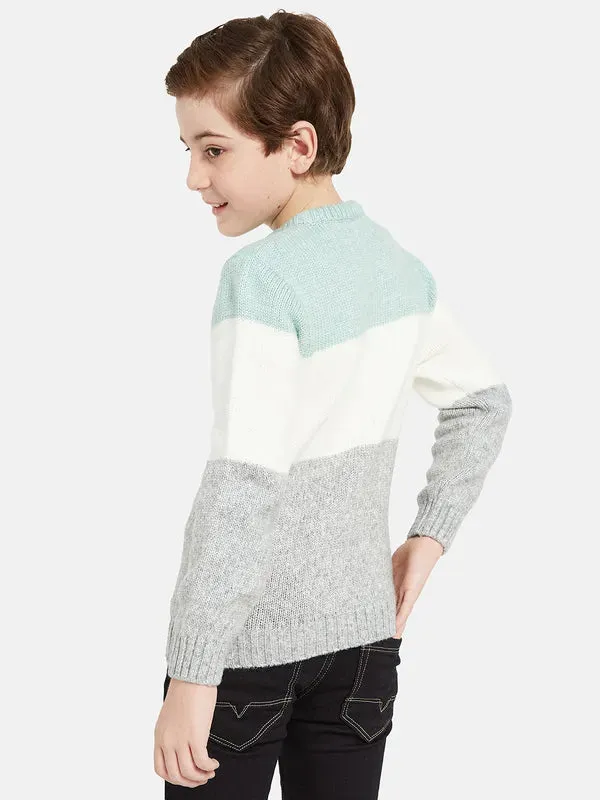 Octave Boys Blue White Cable Knit Pullover