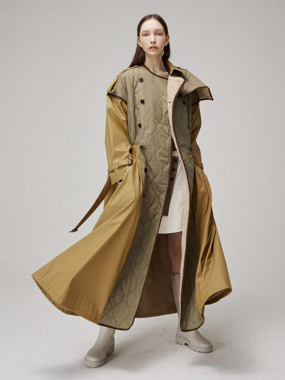 Quilting signature trench coat