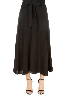 'Raleigh'  Black Wrap Midi Skirt