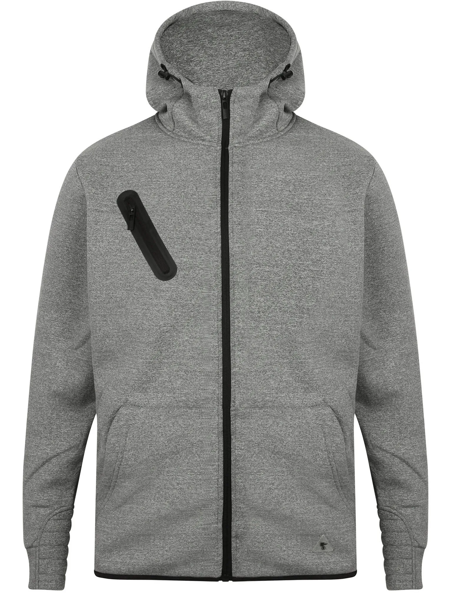 Red Maple Fleece Lined Zip Through Hoodie in Grey Marl - Dissident