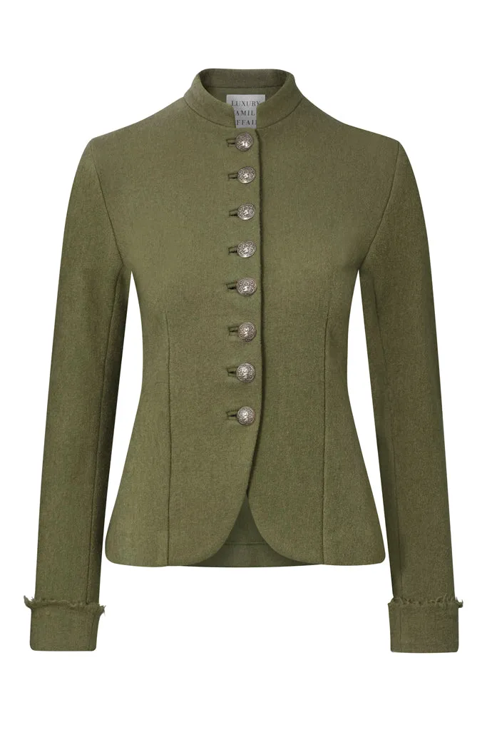 REGIMENTAL Olive Green Boiled Wool Tailored Uniform Jacket