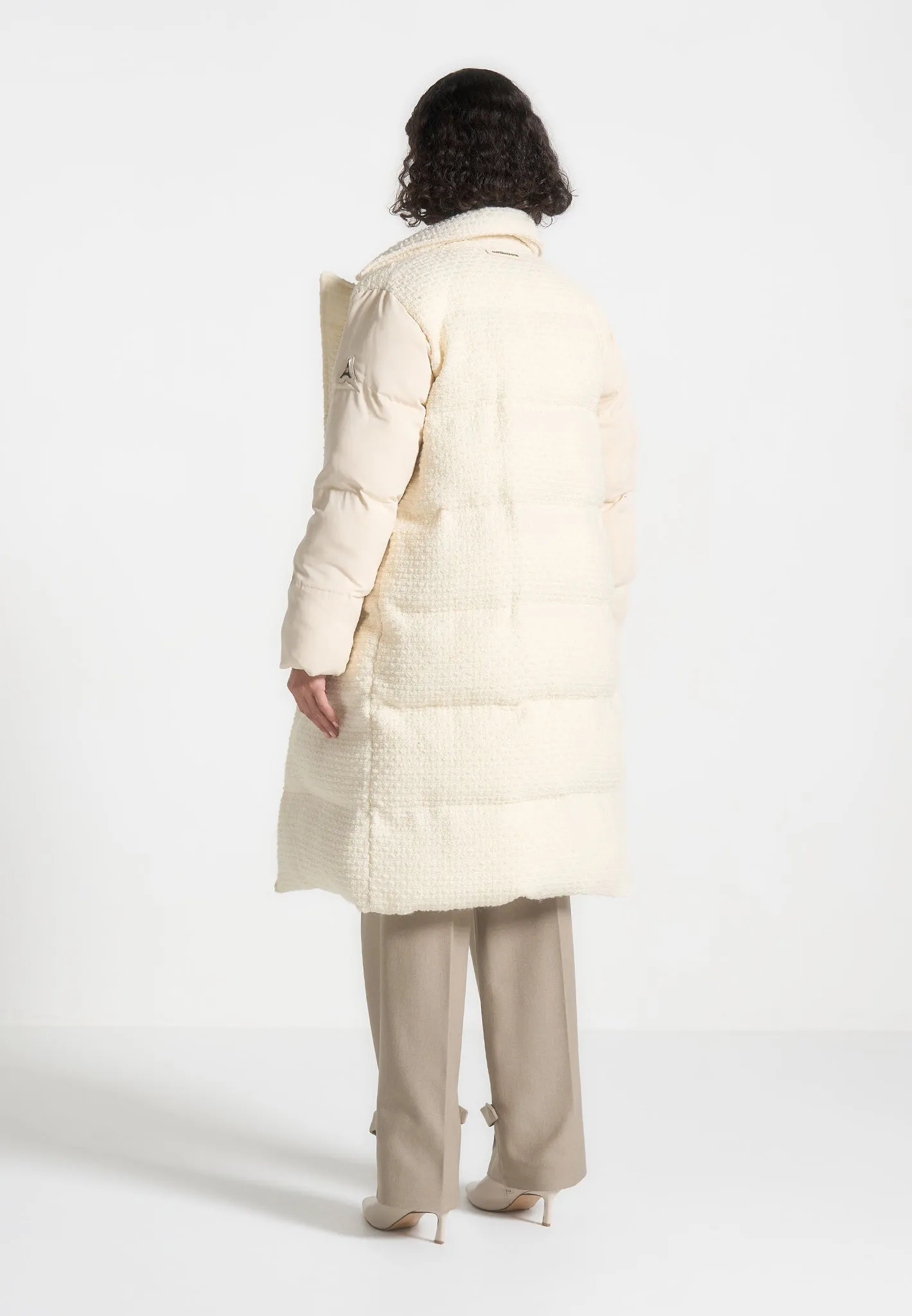 Reversible Boucle Longline Puffer Coat - Cream