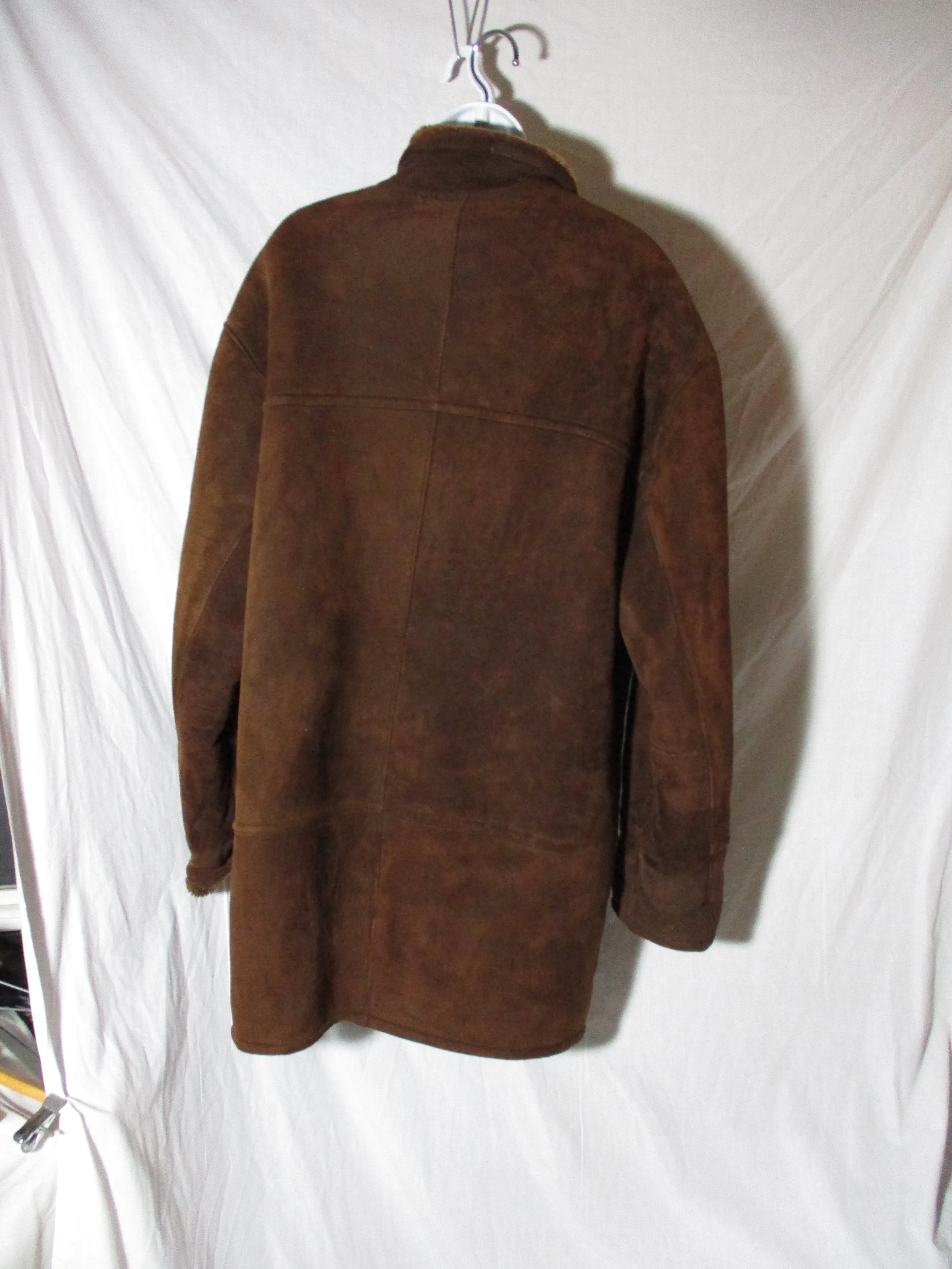 RICHARDS GREENWICH SHEARLING SUEDE Leather jacket coat Sheepskin DARK BROWN SNOW