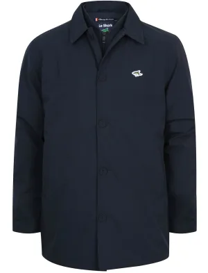 Shelton Mock Layer Insert Trench Coat in Navy - Le Shark