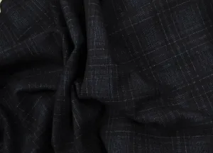 Softest Indigo & Cornflower Blue Plaid Wool Blend (Made in Italy)