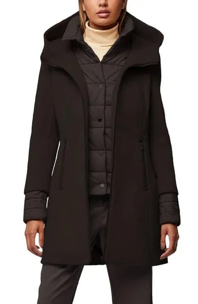 SOIA&KYO ROONEY - Mixed Media Wool Blend Coat with Quilted Bib Insert - FINAL SALE