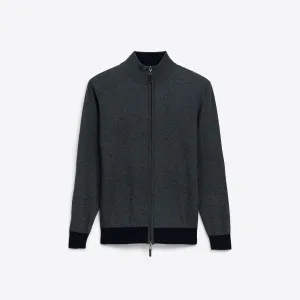 Solid Full Zip Mock Neck Sweater