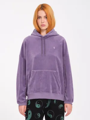 Stone Heart Up Velvet Hoodie - Vintage Violet