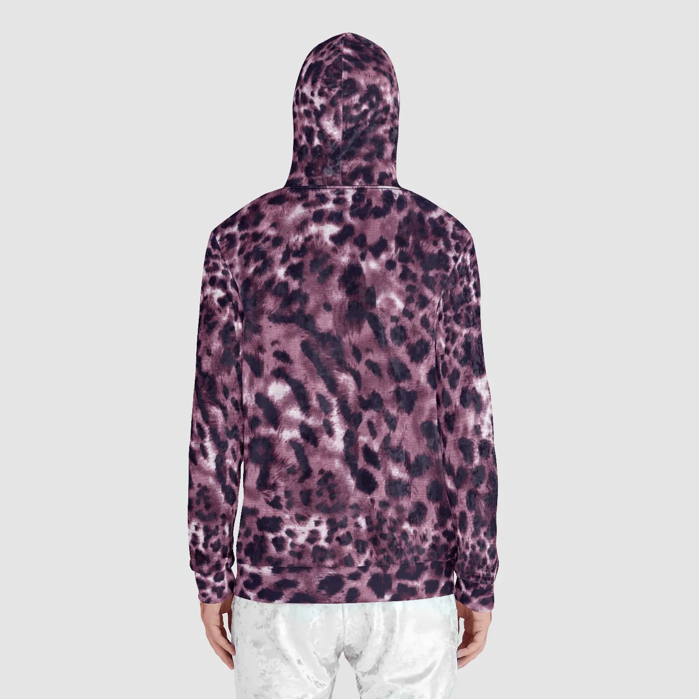 Sugar Plum Leopard Unisex Zip Velvet Hoodie