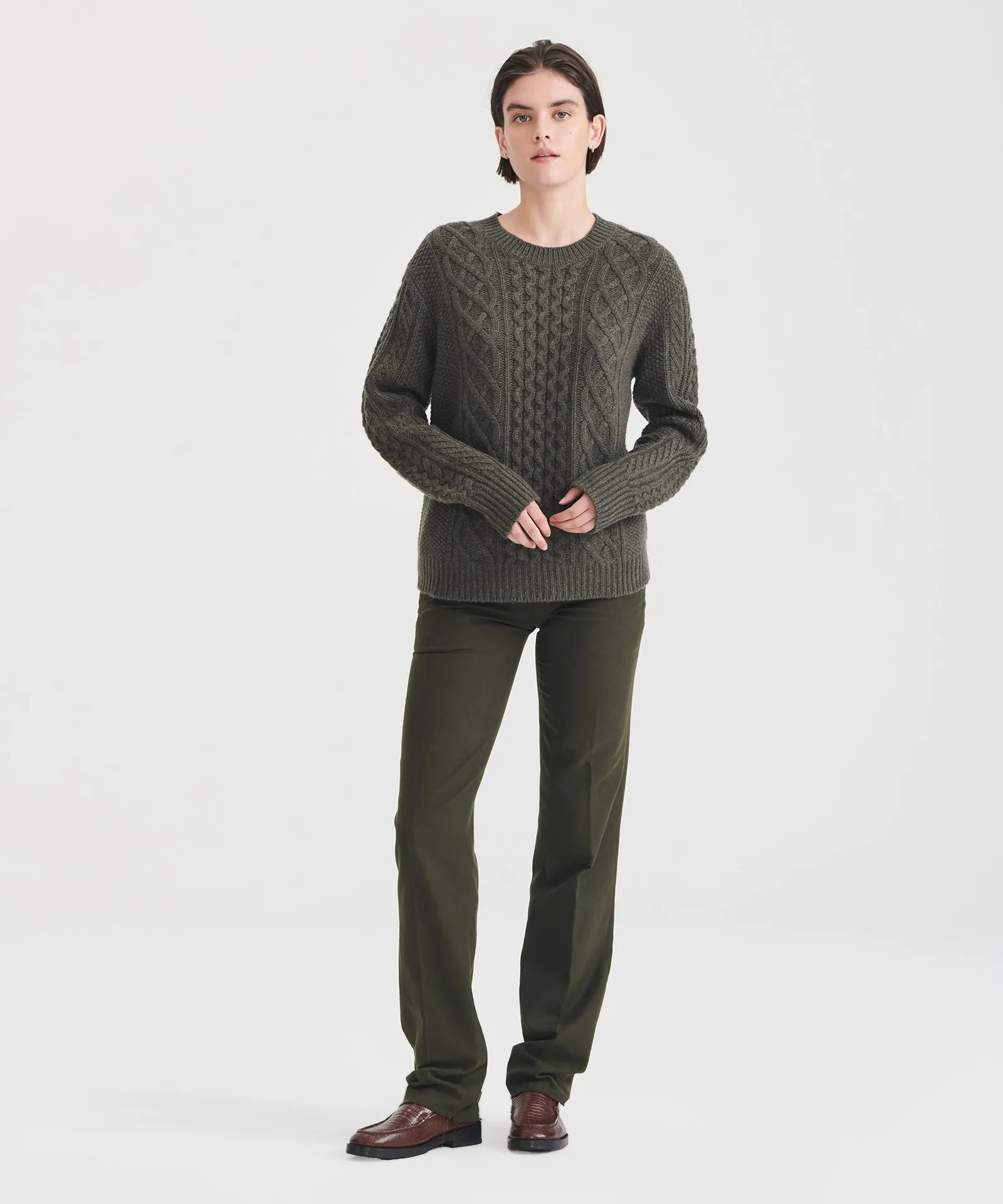 Super Luxe Cashmere Cable Crewneck Sweater