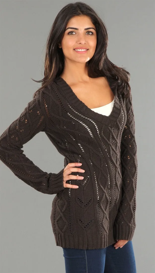 Sweet Romeo Pullover with Hood in Brown