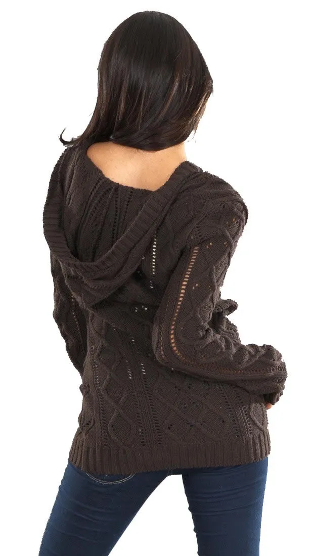 Sweet Romeo Pullover with Hood in Brown