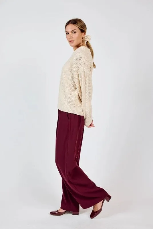 Teri Cable Crewneck Sweater