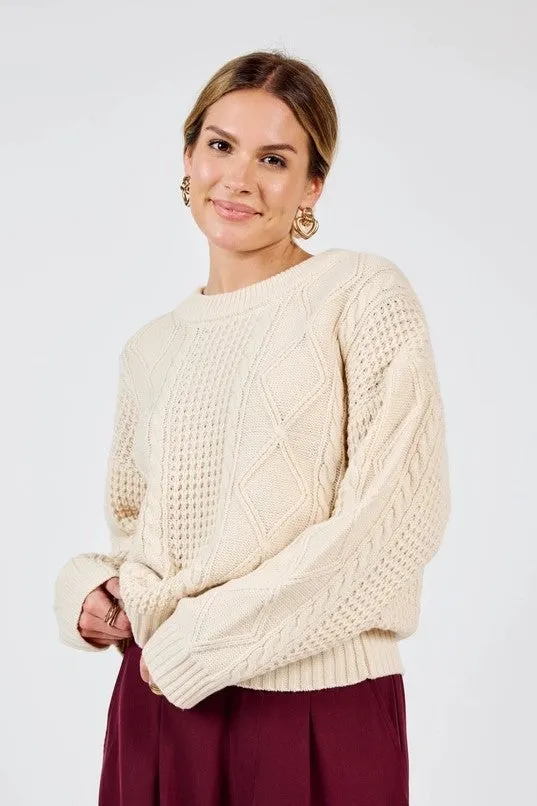 Teri Cable Crewneck Sweater